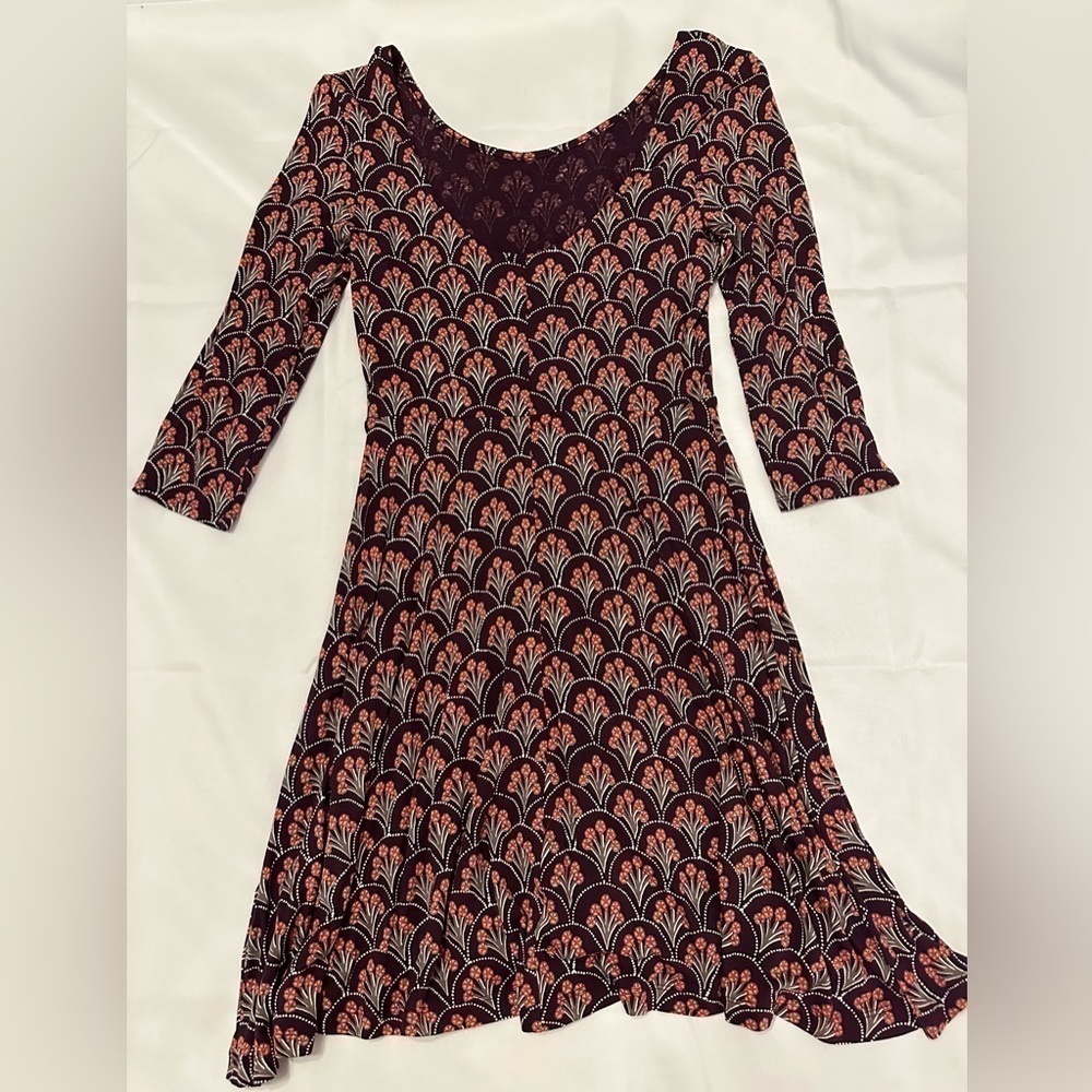 Express print skater mini long sleeve dress purple pink - Picture 6 of 6